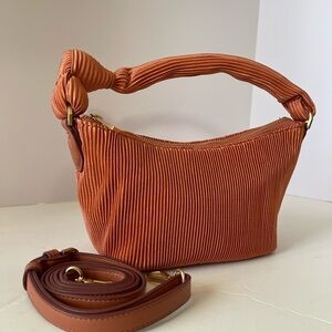 Elegant Orange Pleated Handbag